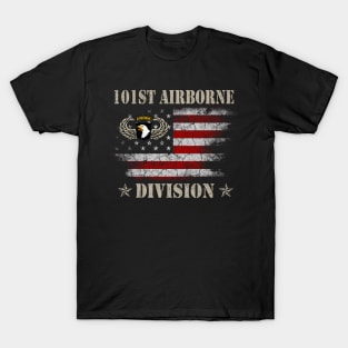 Proud 101st Airborne Division Veteran American Flag Gift T-Shirt